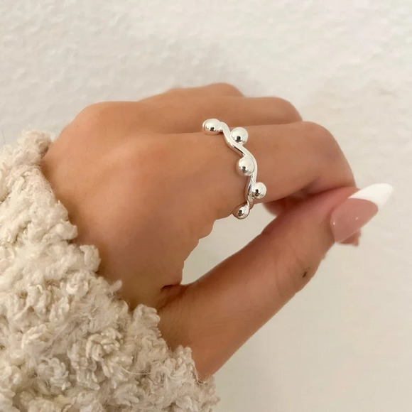 925 Sterling Silver Minimalist Ring Bead Ring Modern Dainty Ring Stackable Ring - Picture 7 of 9